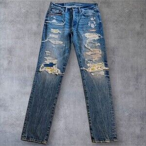 Rare American Eagle X Keith Haring Slim Fit Thrashed Jeans Mens 28x32 Sleaze HTF